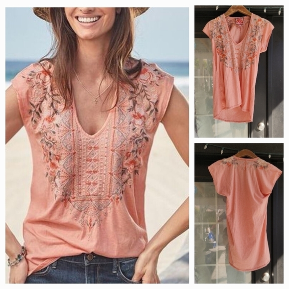 Johnny Was Tops - Johnny Was Calida‎ Women's Embroidered Floral Tee